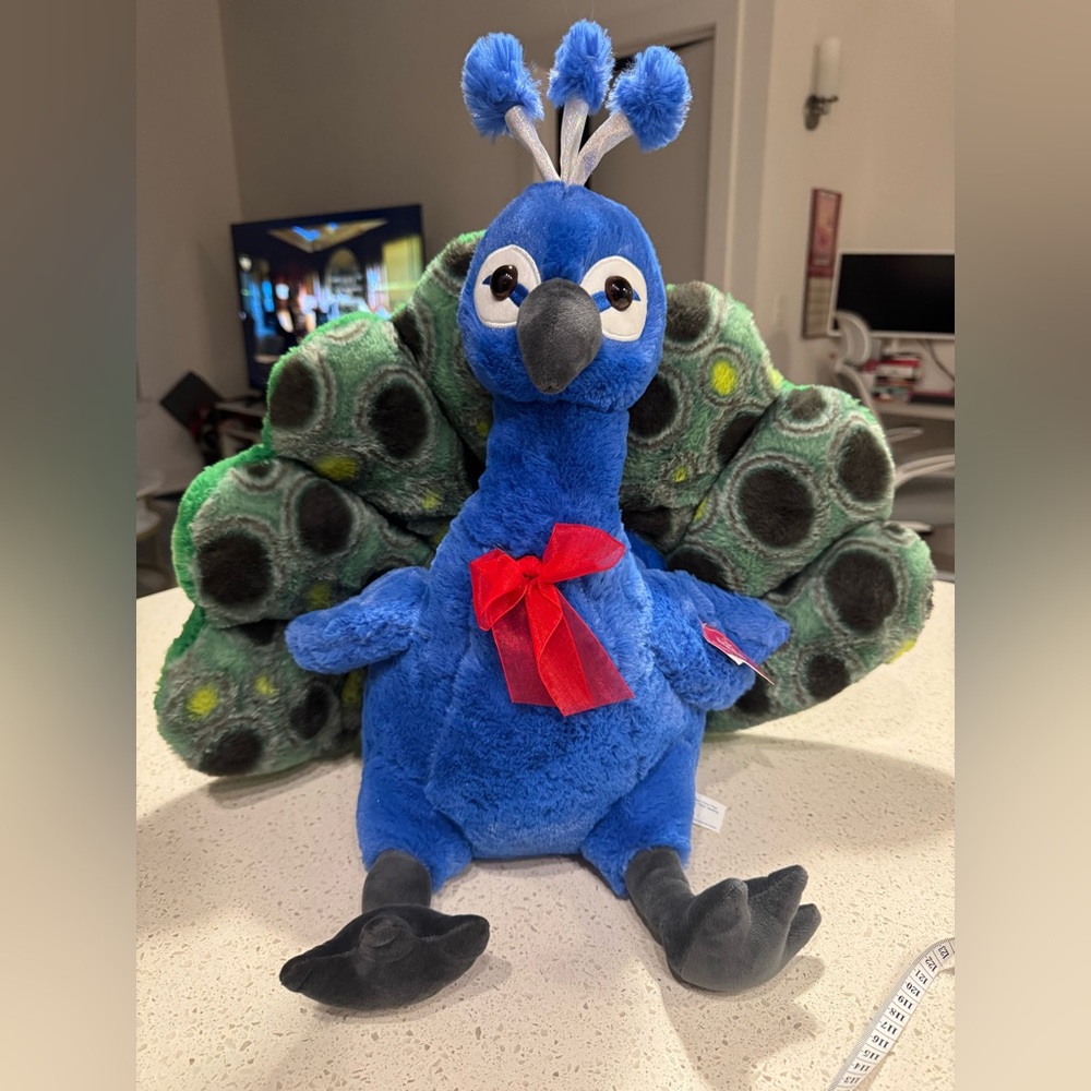 Blue Plush Peacock Toy